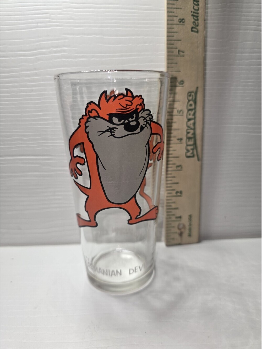 Vintage 1973 Pepsi Collector Series Tasmanian Devil Glass White Lettering Taz 6"